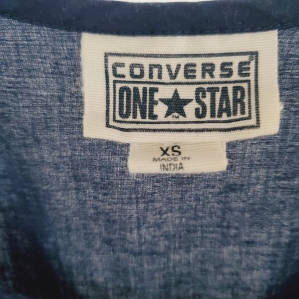 Converse One Star Floral Embroidered Navy Blue White Cotton Tank Size XS - Picture 4 of 8